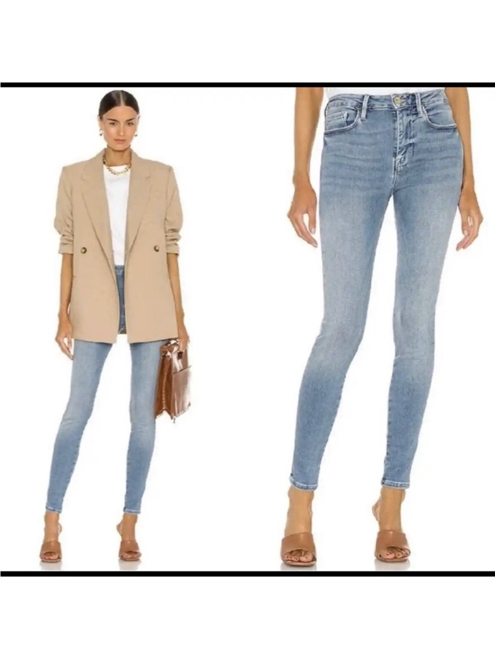 Frame Denim Light Blue High-Rise Skinny Jeans